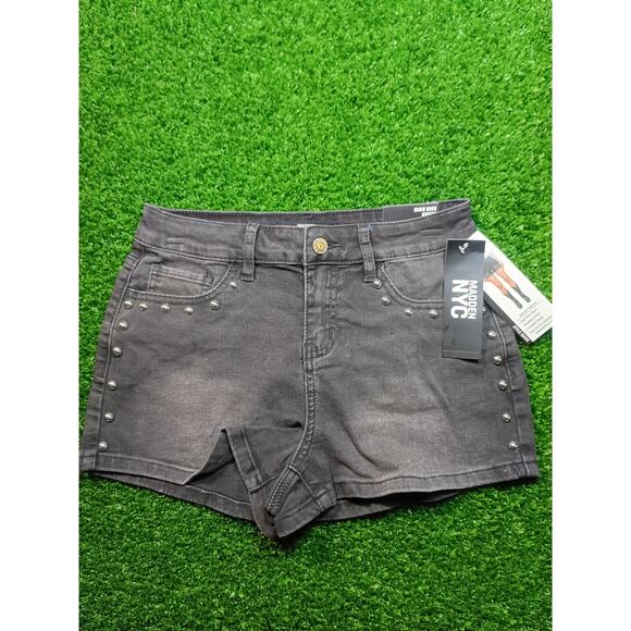 Madden NYC Pants - Madden NYC Women's Studded Denim Shorts - Washed Black Size 2 NWT